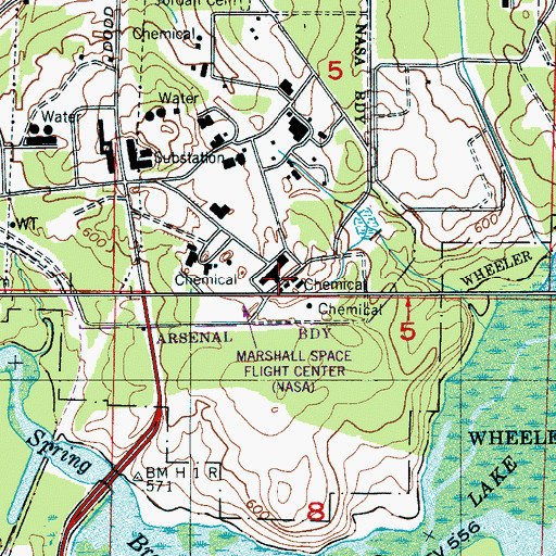 Topographic Map of Propulsion and Structural Test Facility, AL