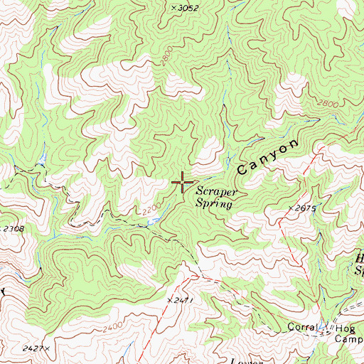 Topographic Map of Scraper Spring, CA