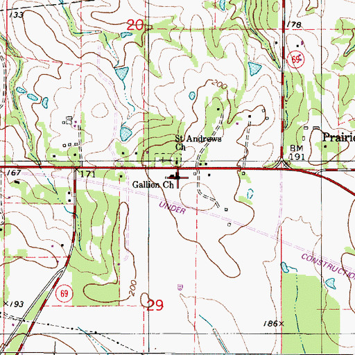 Topographic Map of Saint Andrews Church, AL