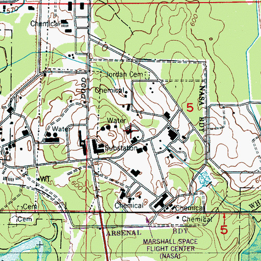 Topographic Map of Saturn V Dynamic Test Stand, AL