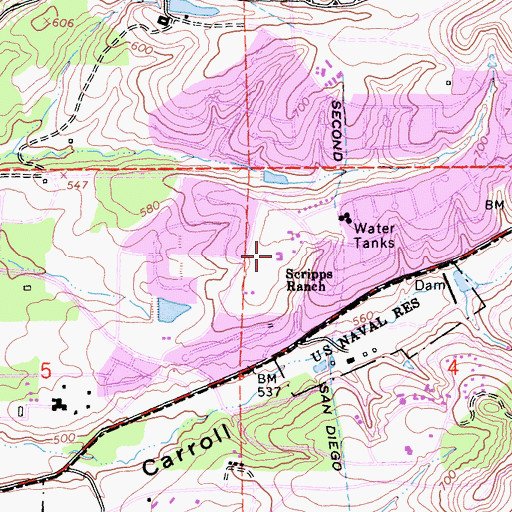 Topographic Map of Scripps Ranch, CA