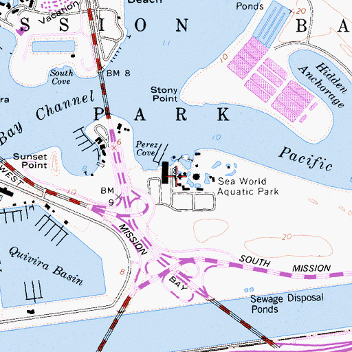 Topographic Map of Sea World Aquatic Park, CA