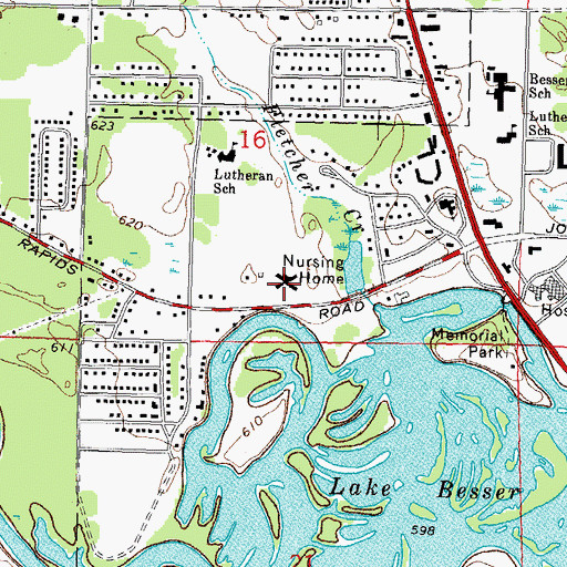 Topographic Map of Tendercare Alpena Nursing Home, MI