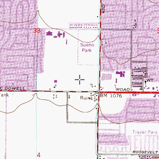 Topographic Map of Legend Estates, AZ