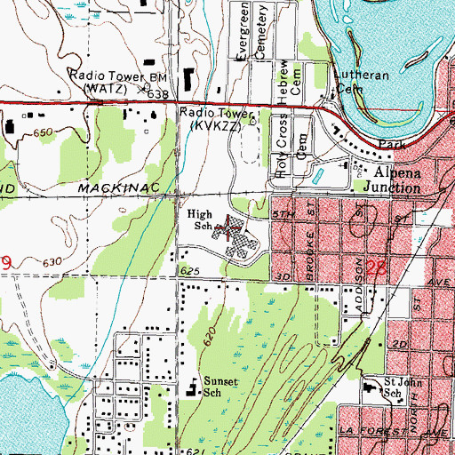 Topographic Map of Alpena Senior High School, MI