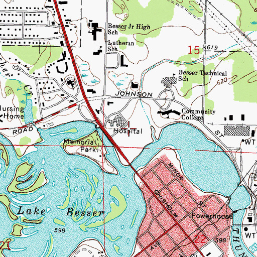 Topographic Map of Alpena Regional Medical Center, MI