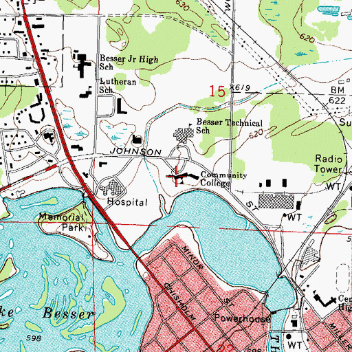 Topographic Map of Alpena Community College, MI
