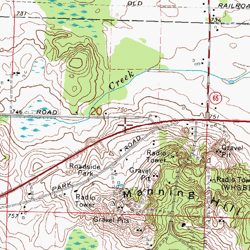 Topographic Map of Manning Hill Park, MI