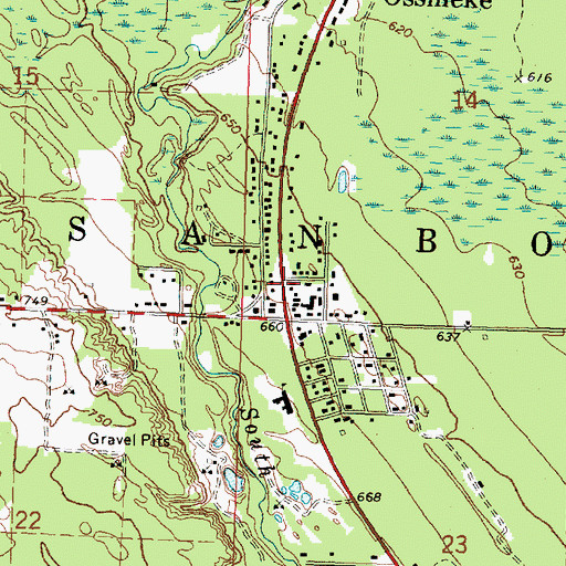 Topographic Map of Ossineke Post Office, MI