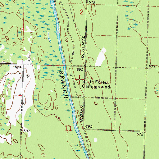 Topographic Map of Thunder Bay River State Forest Campground, MI
