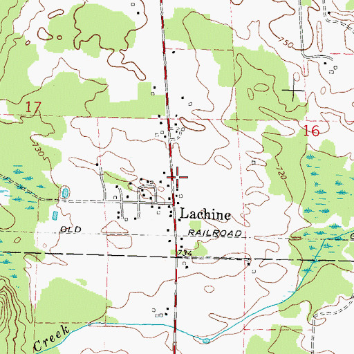 Topographic Map of Lachine Post Office, MI
