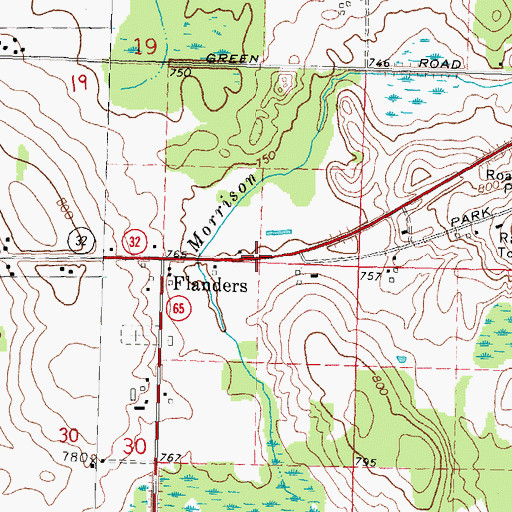 Topographic Map of Greely Baptist Church, MI