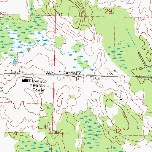 Topographic Map of Liberty Baptist Church, MI