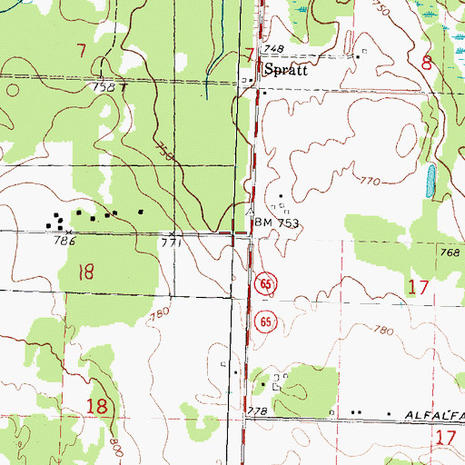 Topographic Map of Green Township Volunteer Fire Department, MI