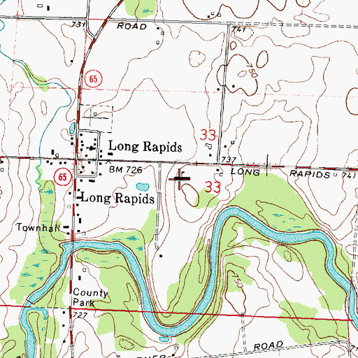 Topographic Map of Long Rapids School, MI
