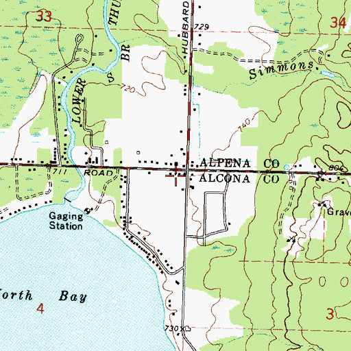 Topographic Map of Hubbard Lake Fire Department, MI