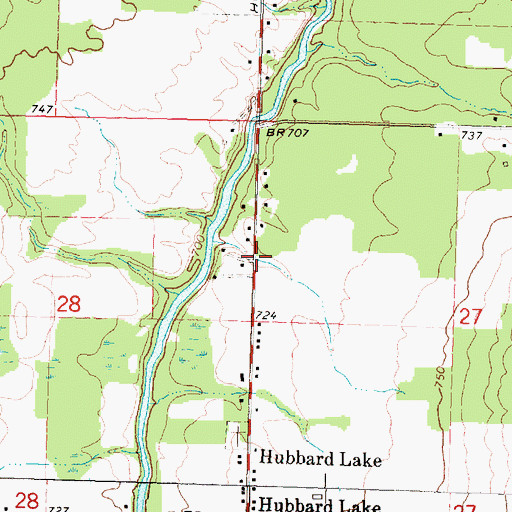 Topographic Map of Hubbard Lake Baptist Church, MI