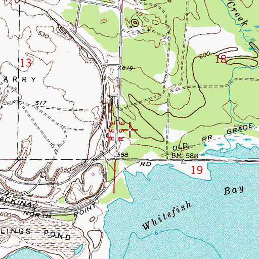 Topographic Map of East Side Post Office (historical), MI