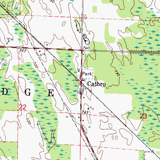 Topographic Map of Cathro Station (historical), MI