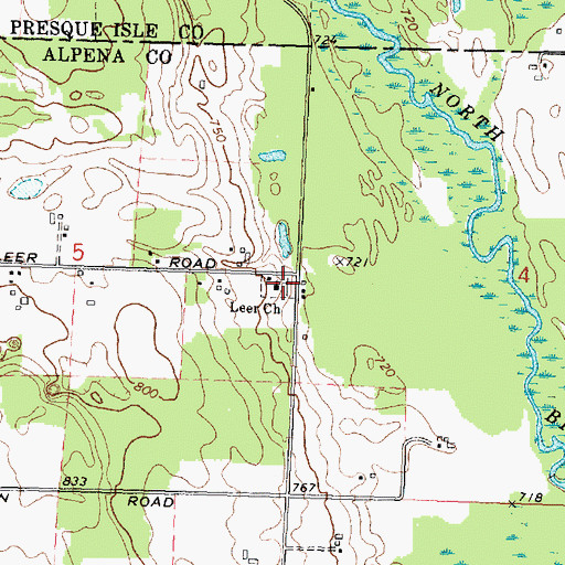 Topographic Map of Leer Lutheran Church Cemetery, MI