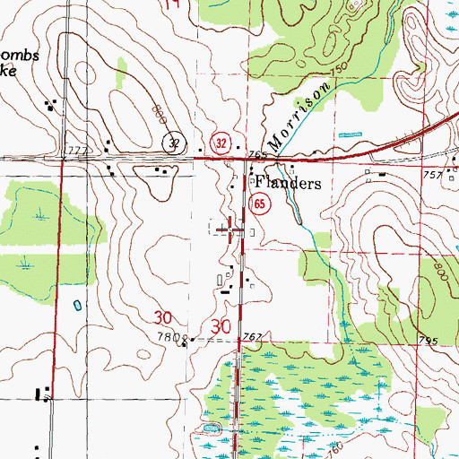 Topographic Map of Green Cemetery, MI