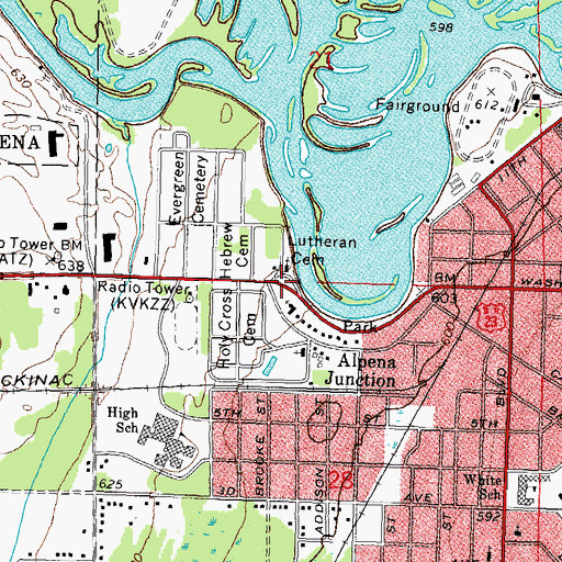 Topographic Map of Grace Lutheran Cemetery, MI