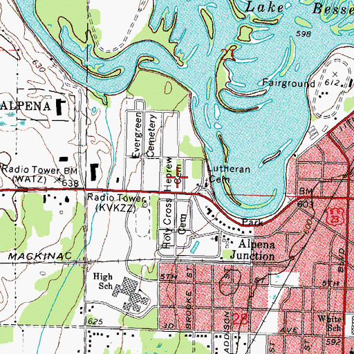 Topographic Map of Hebrew Benevolent Society Cemetery, MI