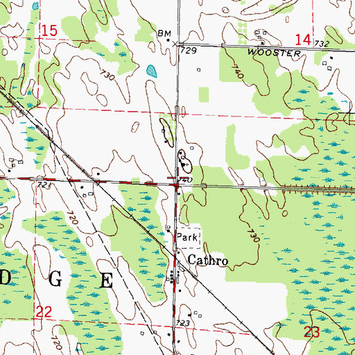 Topographic Map of Cathro Cemetery (historical), MI