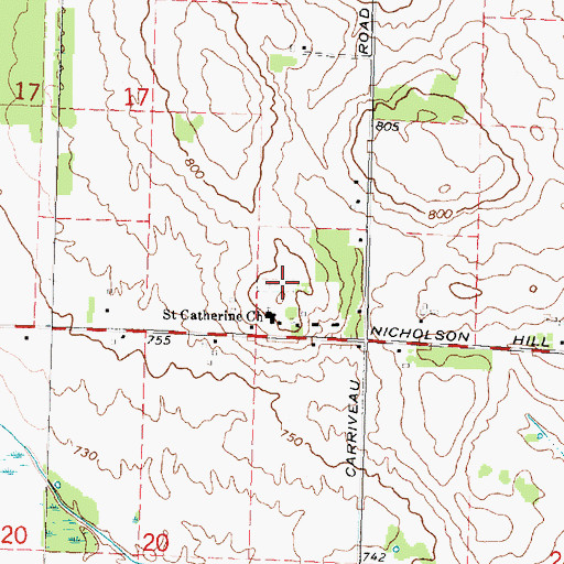 Topographic Map of Saint Catherine's Cemetery, MI