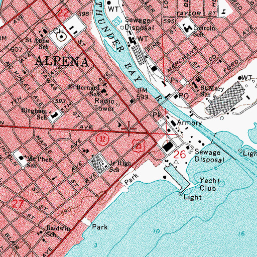 Topographic Map of First Congregational Church Historical Marker, MI