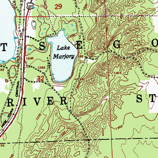 Topographic Map of Lake Marjory State Forest Campground, MI