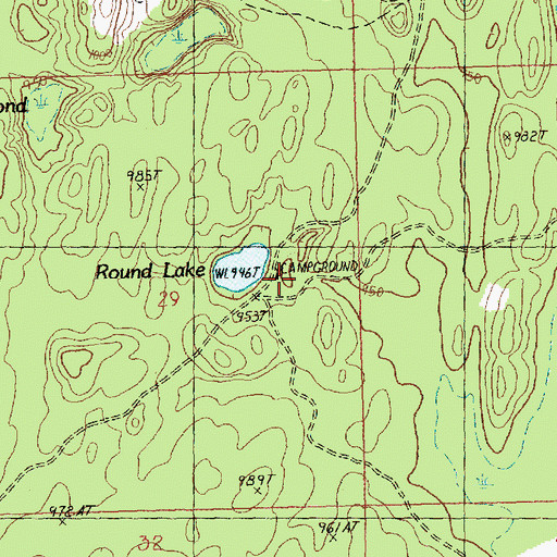 Topographic Map of Round Lake State Forest Campground, MI