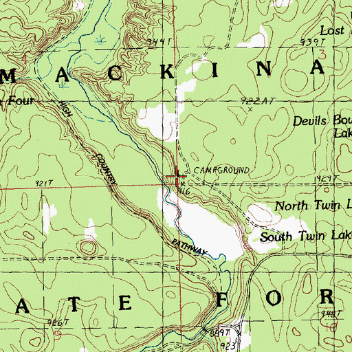 Topographic Map of Elk Hill Equestrian State Forest Campground, MI