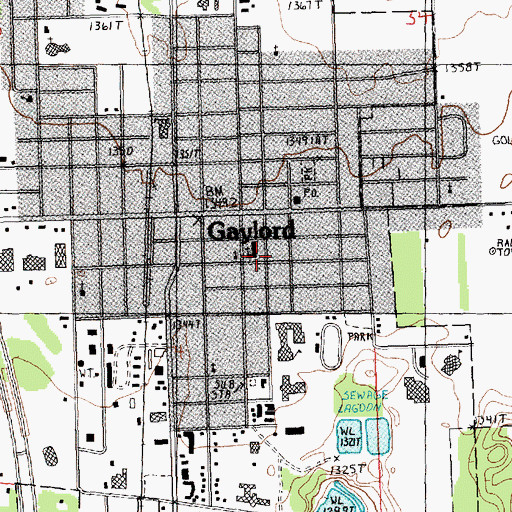 Topographic Map of First United Methodist Church, MI