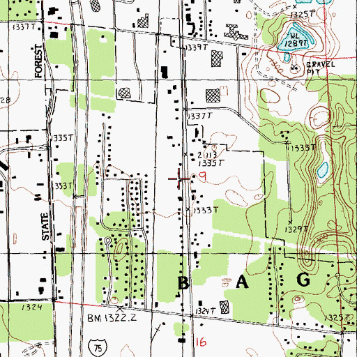 Topographic Map of Trinity Lutheran Church, MI