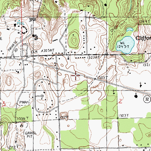 Topographic Map of Mount Hope Church, MI