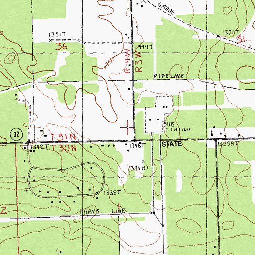 Topographic Map of Alpine Village Baptist Church, MI