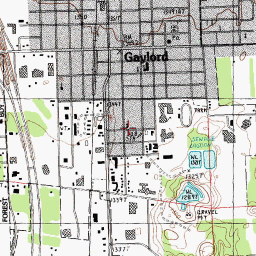 Topographic Map of Gaylord Seventh Day Adventist Church, MI
