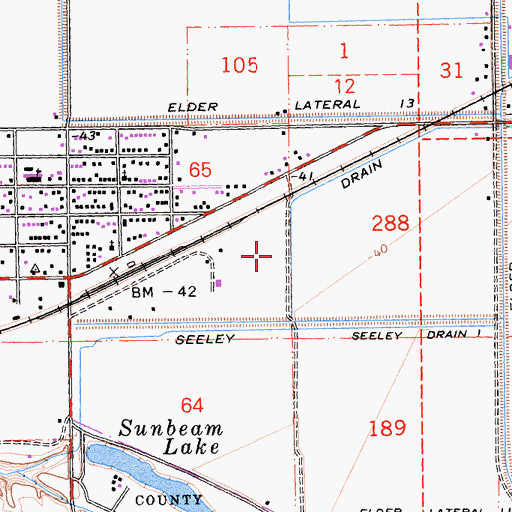 Topographic Map of Seeley Drain, CA