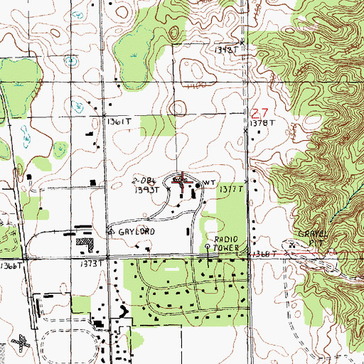 Topographic Map of University Center at Gaylord, MI