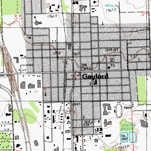 Topographic Map of Otsego County-City Building, MI