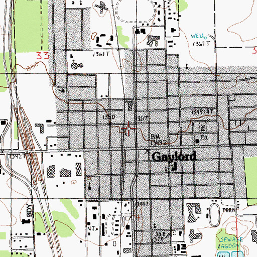 Topographic Map of Otsego County Historical Society Museum, MI