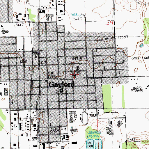 Topographic Map of Gaylord Police Department, MI