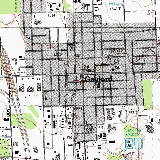 Topographic Map of Otsego County Sheriff's Office, MI