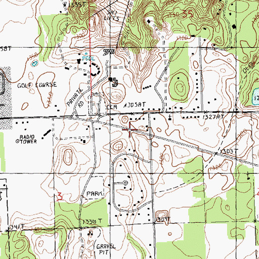 Topographic Map of Ostego Christian Schools, MI