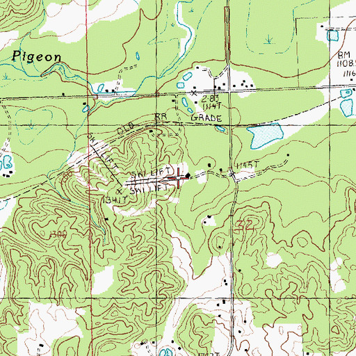 Topographic Map of Treetops Resort Ski Area, MI