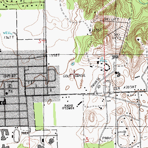 Topographic Map of Otsego Club's The Classic Course, MI