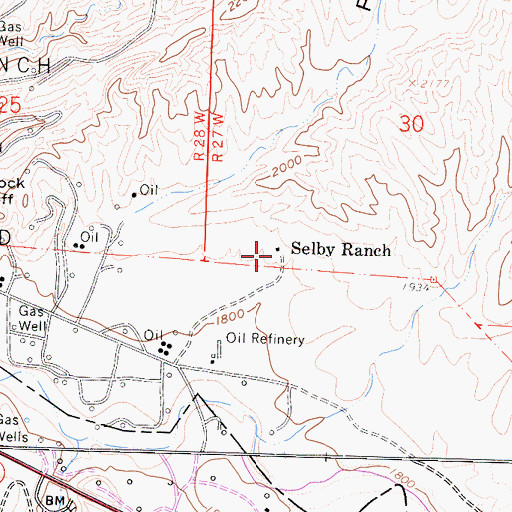 Topographic Map of Selby Ranch, CA