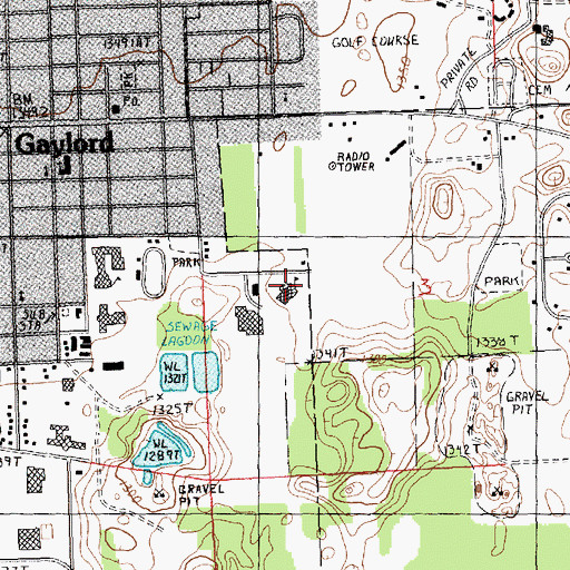 Topographic Map of South Maple Elementary School, MI