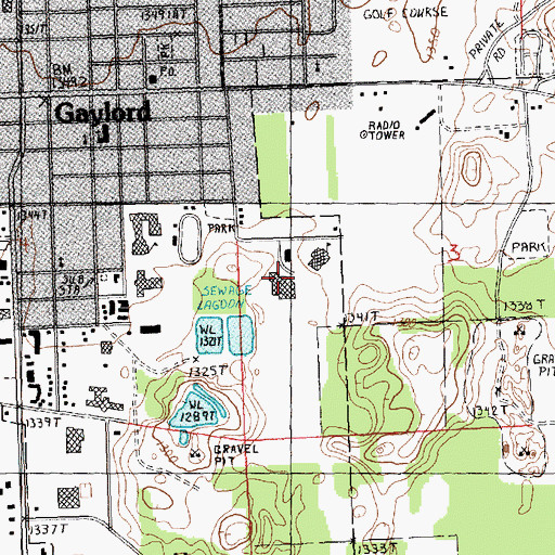 Topographic Map of Gaylord Middle School, MI